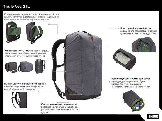 Рюкзак Thule Vea Backpack 21L (Black) ціна 3 299 грн