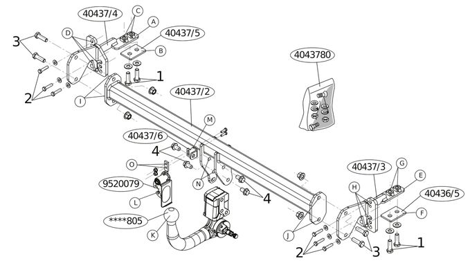 Знімний вертикальний фаркоп Honda CR-V VI (RS_) - Thule/Brink 4043700 () ціна 31 805 грн