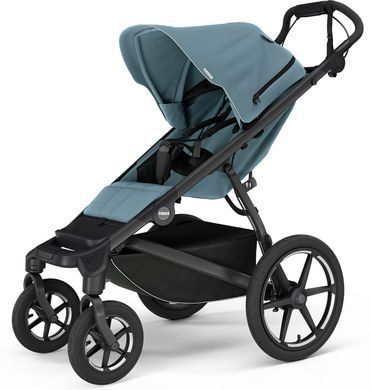 Детская коляска Thule Urban Glide 4-wheel (Black/Mid Blue) c люлькой Bassinet (Mid Blue)