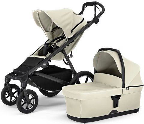 Дитячий візочок Thule Urban Glide 4-wheel (Black/Soft Beige) з люлькою Bassinet (Soft Beige)