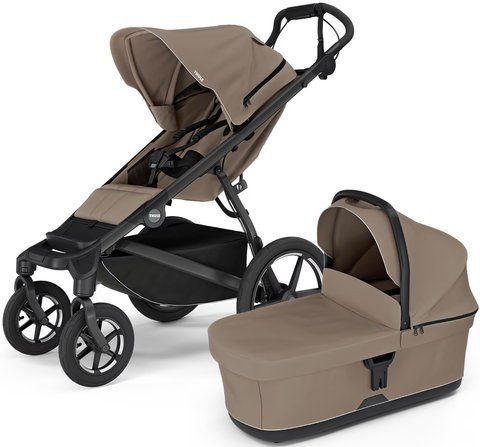 Дитячий візочок Thule Urban Glide 4-wheel (Black/Tinted Taupe) з люлькою Bassinet (Tinted Taupe)